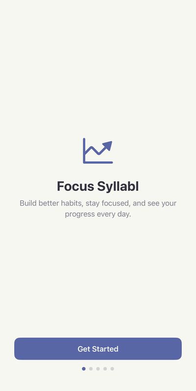 Focus Syllabl welcome screen: build better habits, stay focused, and see your progress every day